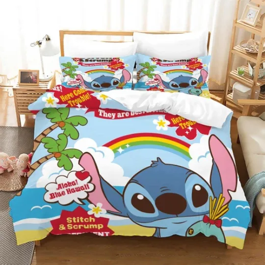 Discover Cartoon Stitch Bedding Set 2Pcs or 3Pcs Quilt Duvet Cover Set for Single, Double, King Size