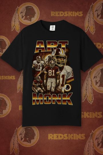 Discover Retro Art Monk T Shirt Vintage Bootleg Style Washington Football Tee