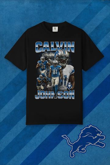 Discover Retro Calvin Johnson T-Shirt Vintage Bootleg Style Detroit Football Tee