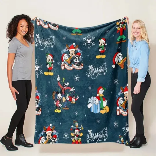 Discover Disney Mickey & Minnie Mouse Christmas Fleece Blanket, Gift For Fan And Family