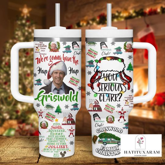 Christmas Vacation Clark Griswold 40oz Tumbler with Handle, Funny Holiday Mug, National Lampoon Christmas Gift Cup