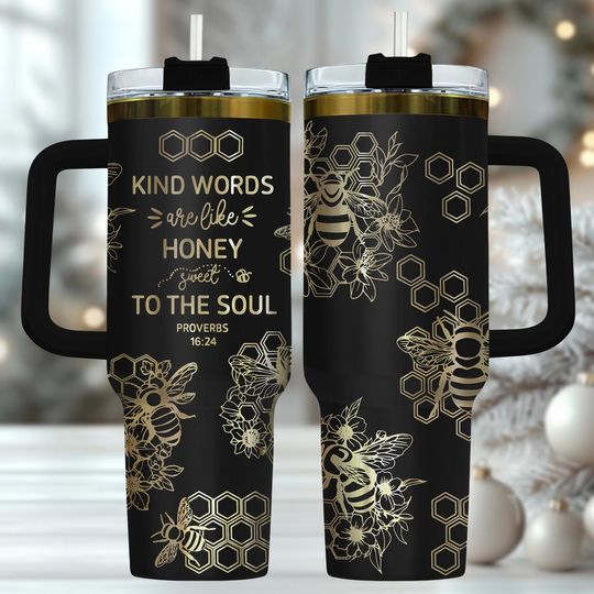Discover Bee Theme 40oz Tumbler, Inspirational Tumbler With Handle, Bee  Stainless Tumbler, Christian Gift For Women
