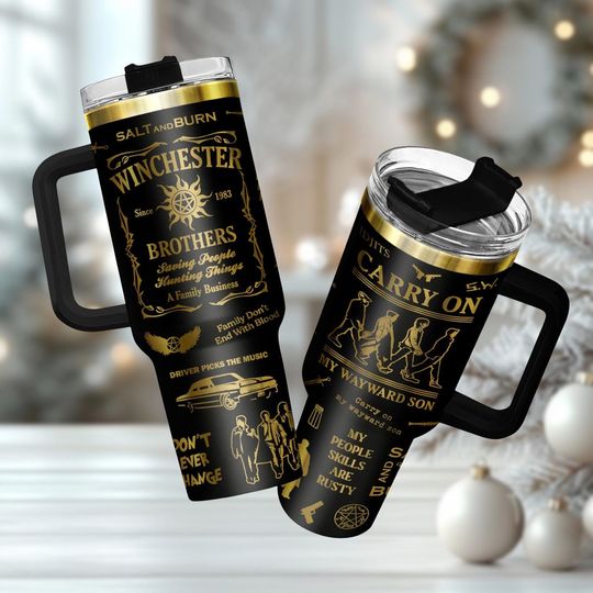 Discover Supernatural 40oz Tumbler,  Supernatural Stainless Tumbler, Winchester Brothers Tumbler With Handle, Carry On Gift For Fans, christmas gift