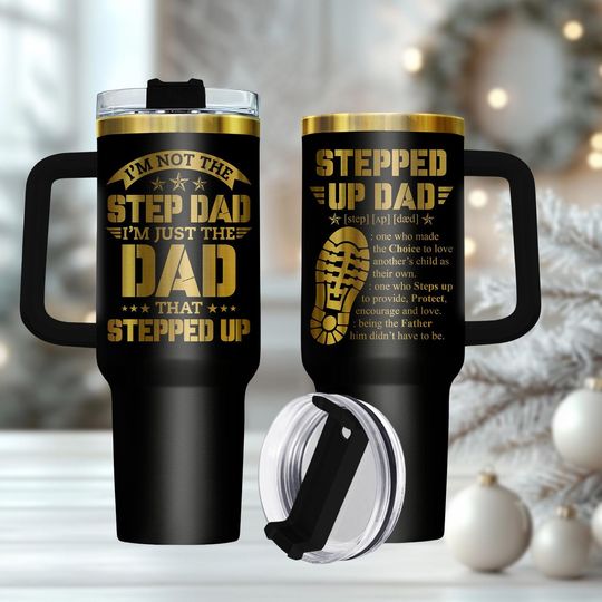 Discover Stepped Up Dad 40oz Tumbler, Stainless Tumbler With Handle,  Stepped stainless tumbler, Gift For Dad, Coffee Cup Mug, Christmas Gift