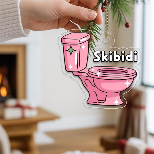 Discover Skibidi Toilet Ornament - Funny Pink Toilet Acrylic Christmas Decoration - Meme Gift for Kids, Teens, Gamers, Skibidi Dop Dop Dop Trend 2025