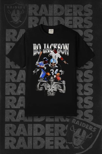 Retro Bo Jackson T-Shirt Vintage Bootleg Style Raiders & Royals Tee