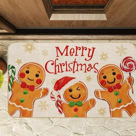 Discover Gingerbread Doormat, Festive Doormat Home Bedroom Room Doormat, Holiday Front Door Mat 40x60cm/6x24 inch, Festive Entrance Rug