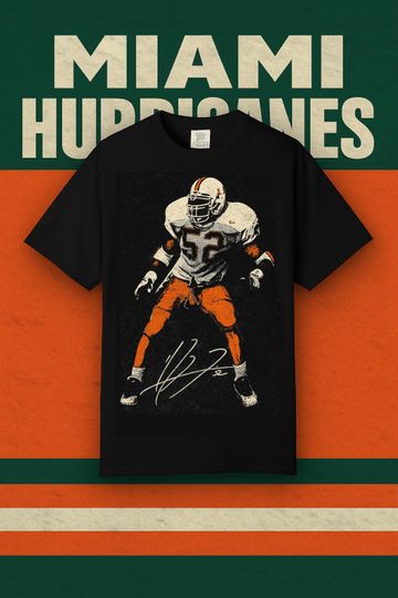 Discover Ray Lewis Tee | Miami Hurricanes Retro Style Football Shirt