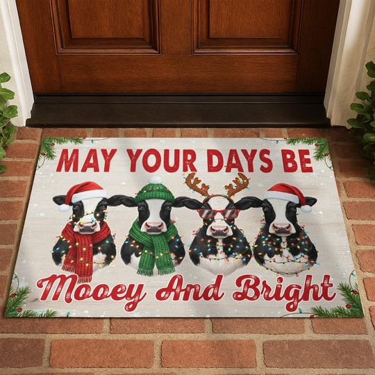 Discover Christmas Cow Doormat: Mooey and Bright Holiday Welcome Mat