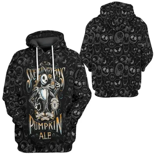 Gearhumans 3D Jack Skellington Pumpkin Royal Craft Ale Custom T-Shirt Hoodie