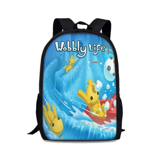 Discover Wobbly Life Cartoon Backpack for Boys Girls, 17 Inch School Travel Bag