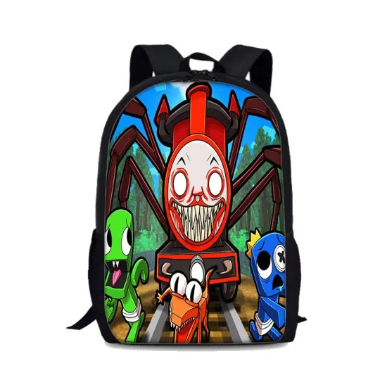 Discover Choo-Choo Charles Cartoon Backpack for Boys and Girls, 17 Inch School and Travel Bag