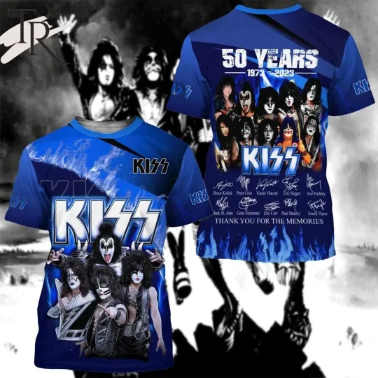 Kiss Band 50 Years 1973 - 2023 Thank You 3D T-shirt