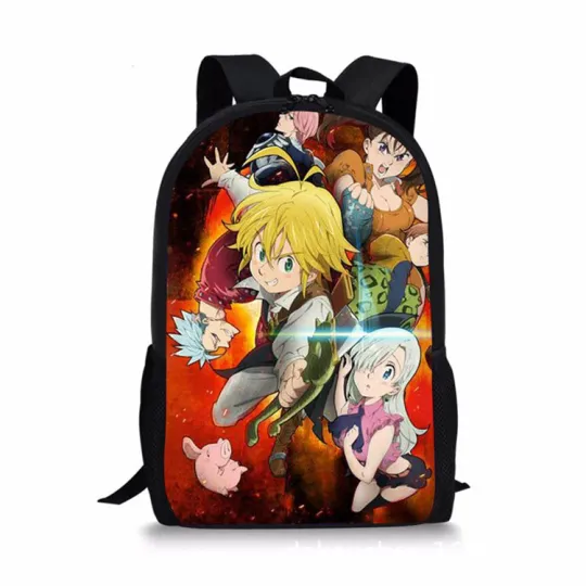 Discover Seven Deadly Sins Cartoon Backpack Cute for Boys Girls School Travel 17 Inch