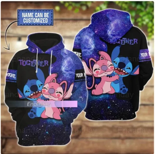 Stitch And Angel 3D HOODIE HALLOWEEN GIFT CHRISTMAS GIFT BEST PRICE OVER PRINT