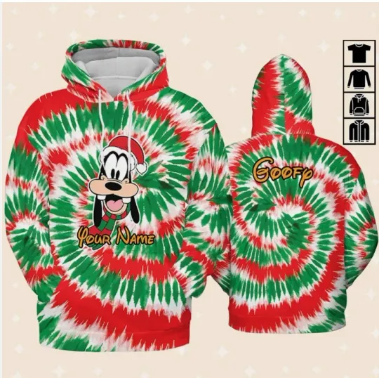 Discover Custom Goofy Christmas Tie Dye 3D HOODIE HALLOWEEN GIFT CHRISTMAS GIFT US SIZE