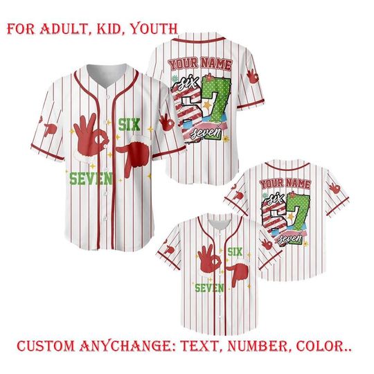 6 7 Christmas Baseball Jersey, Funny Matching Shirt, Trendy Tiktok Christmas Party Shirt, 67 Trend, Six Seven Meme Santa Shirt Xmas Tee