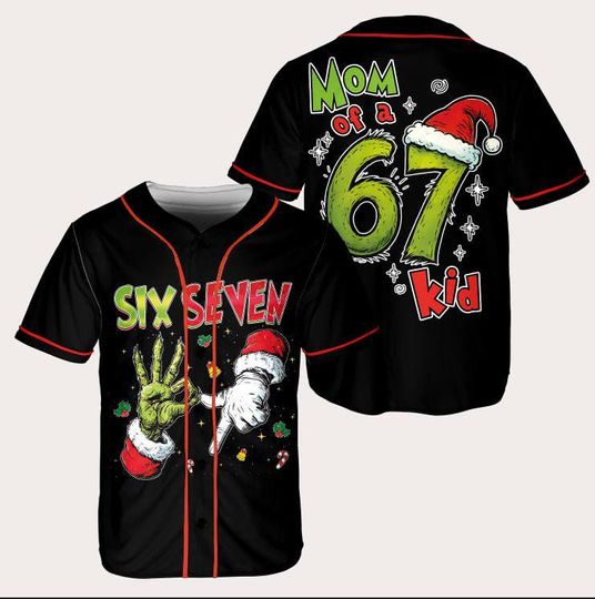 Discover Custom Skeleton 6 7 Christmas Baseball Jersey  Six Seven Meme Shirt , Six Seven Christmas Shirt, Santa Says 67 Shirt, 6 7 Meme Viral