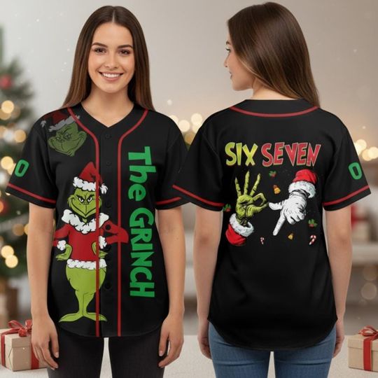 The funny character Six Seven Baseball Jersey, Funny Christmas Baseball Shirt, Merry Grin Fan Apparel, Holiday Custom Jersey, Six Seven Shirt