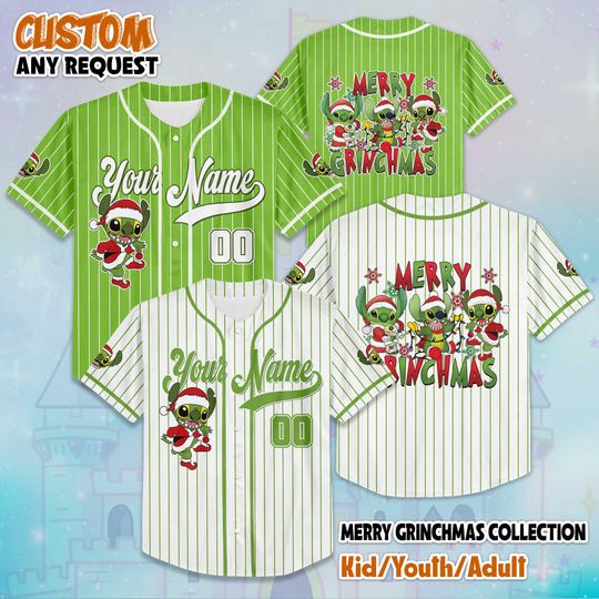 Discover Personalized Merry Grin Baseball Jersey, Christmas Baseball Shirt, Funny Holiday Outfit, Merry Christmas Gift