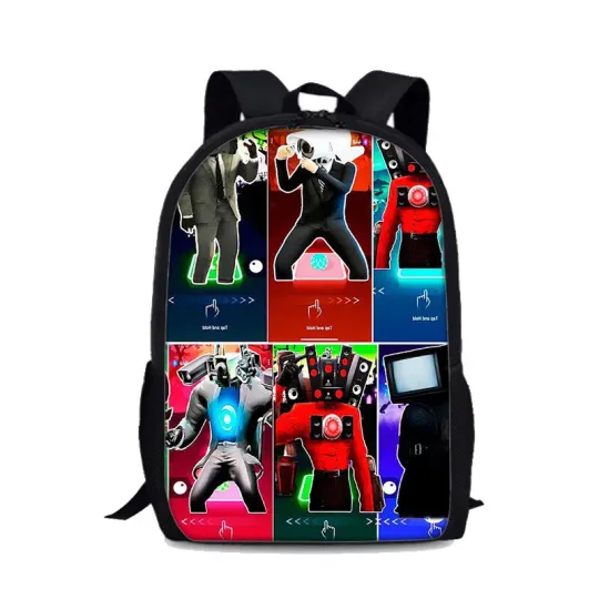 Discover Skibidi Toilet Cartoon Backpack for Boys and Girls 17 Inch School and Travel Accessories