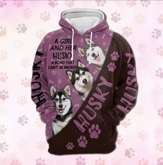Discover Husky A Girl And Her Dog 3D HOODIE Halloween Gift Best Price Christmas Gift