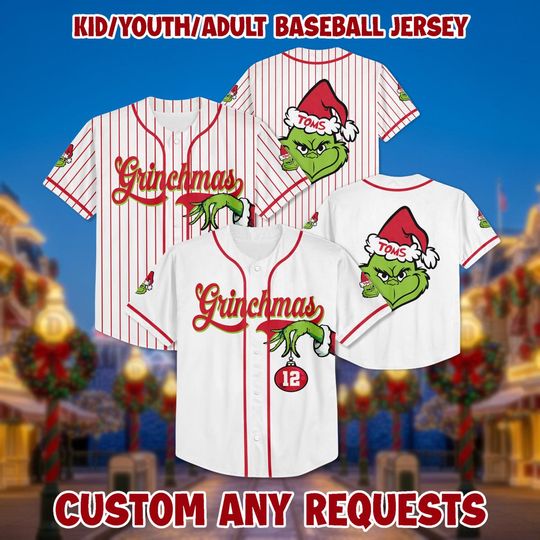 Discover Personalized Grin Baseball Jersey: Christmas Birthday Gift