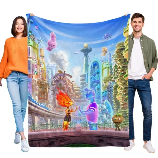 Discover Disney Pixar Elemental Fleece Blanket, Wade And Ember Lumen Fleece Blanket