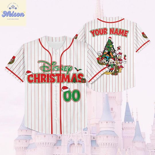 Discover Personalized All Characters Santa Disney Christmas Baseball Jersey, Mickey's Very Merry Christmas Party 2025, Mickey and Friends Kids Adult
