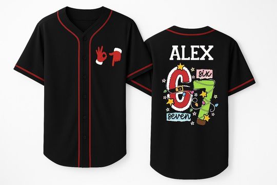 Discover Custom 67 Meme Christmas Jersey Shirt, Santa Claus Hands Baseball Jersey, Funny Six Seven Group Matching Jersey Uniform
