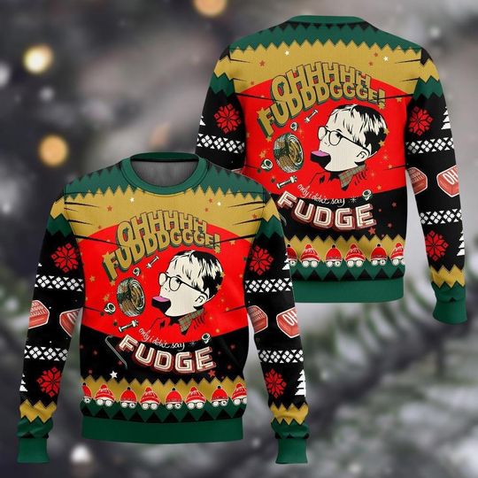 Oh Fudge Christmas Story Ugly Sweater, A Christmas Story Xmas Shirt, Leg Lamp Holiday Sweater, Funny Xmas Movie Jumper For Men Women