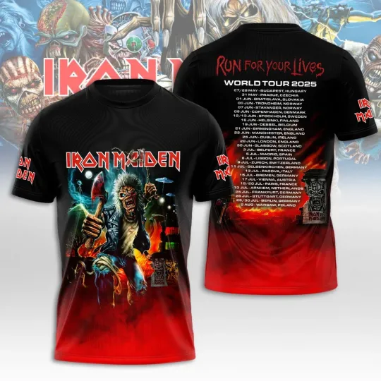 Discover Iron Maiden Inspired Run For Your Lives World Tour 2025 – Licensed 3D T-Shirt13