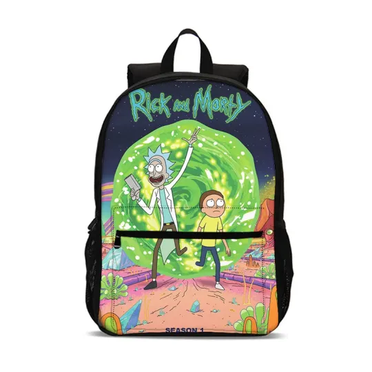 Rick and Rickandmorty Cartoon Backpack for Boys and Girls, 18.5in School and Travel Bag