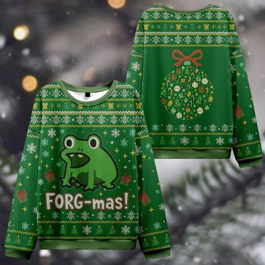 Discover Merry Frog-mas Christmas Ugly Sweater, Portland Frog Protest Holiday Sweater, Funny Animal Meme Sweater, Political Sweatshirt Gifts