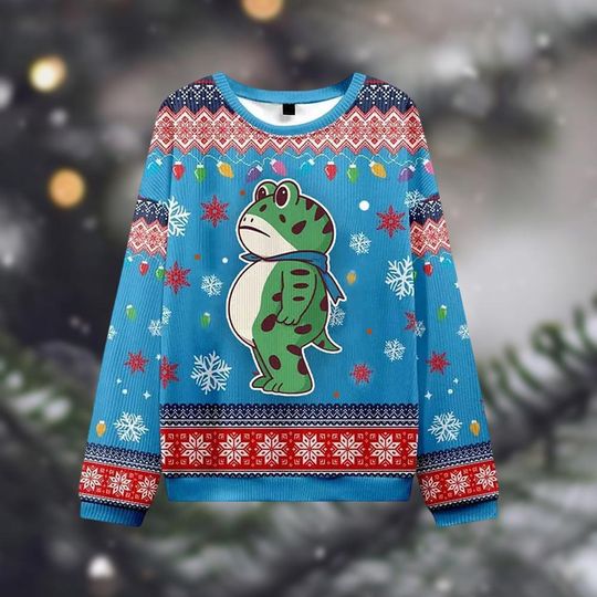 Discover Portland Frog Protest Christmas Ugly Sweater, I Stand With Frog Meme Holiday Sweater, Funny Animal Sweater, Resistance Political Gift