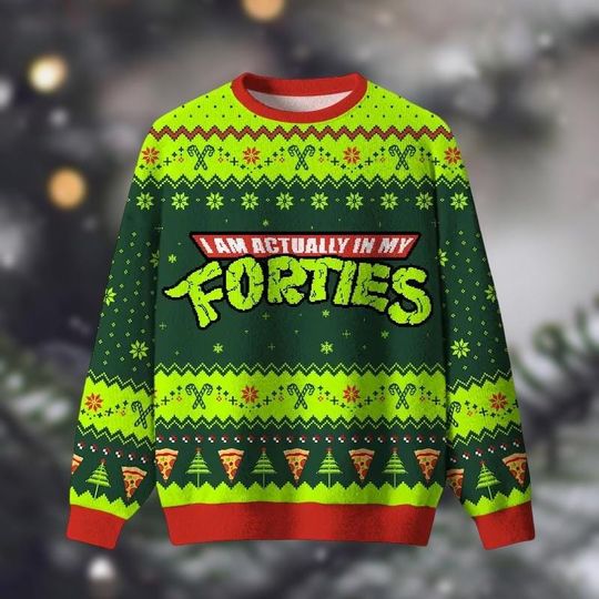 Discover Funny Im Actually in My Forties Ugly Sweater, 40s Birthday Christmas Sweatshirt, Hilarious Holiday Sweater, Quotes Xmas Sweater Gifts