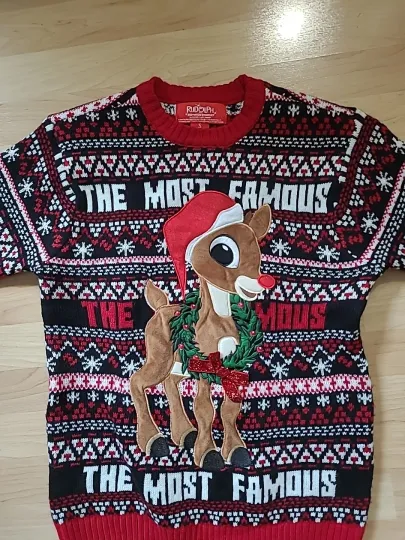 RUDOLPH the Red Nosed Reindeer Christmas Ugly Sweater SMALL