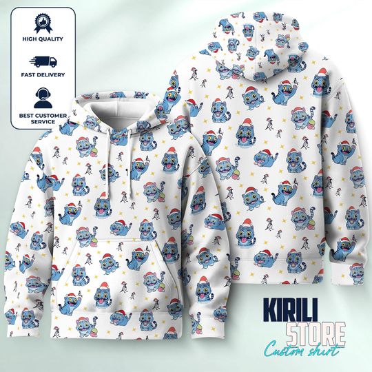 Derpy Tiger Christmas 3D Hoodie, Tiger Kpop, Kpop Hunters Family Matching Sweatshirt, Tiger Cosplay Hoodie