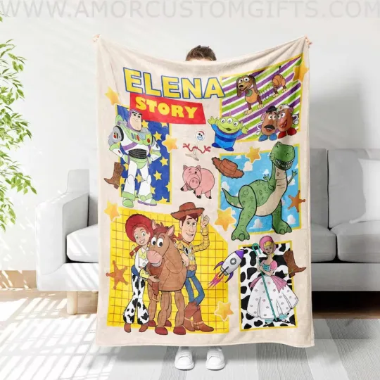 Discover Personalized Toy Story Blanket, Custom Name Woody Lightyear Fleece Blanket