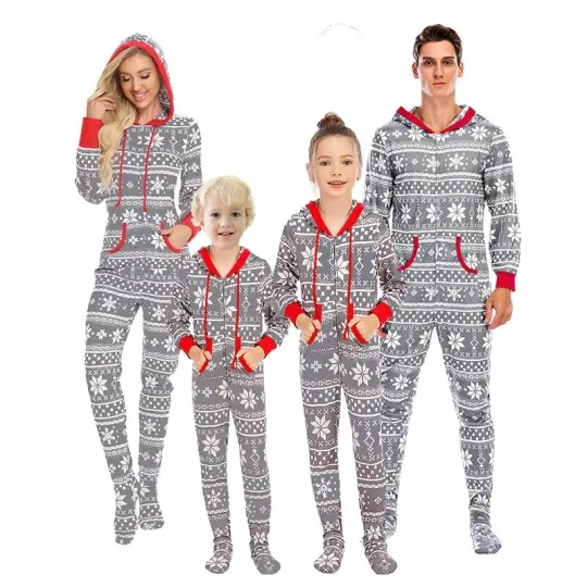 Matching Christmas Family Pajama Set Bodysuit with Hoodie