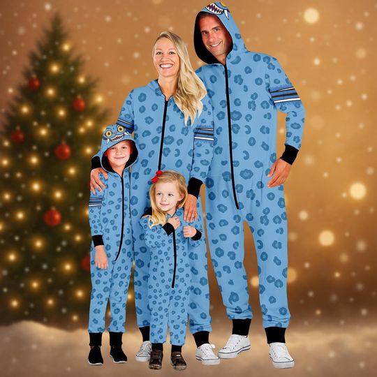 Derpy Tiger Cosplay Onesie, Blue Tiger Kigurumi, Animal Pajamas, One-Piece Sleepwear, Christmas Gift