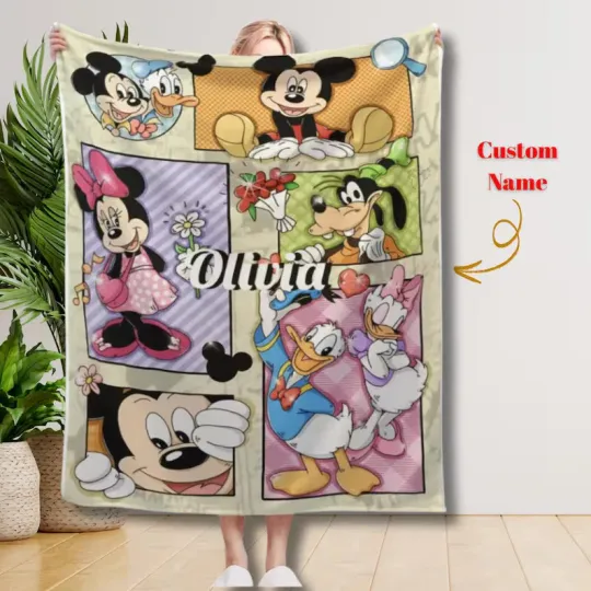 Discover Personalized Disney Blanket, Mickey & Minnie Custom Fleece Blanket