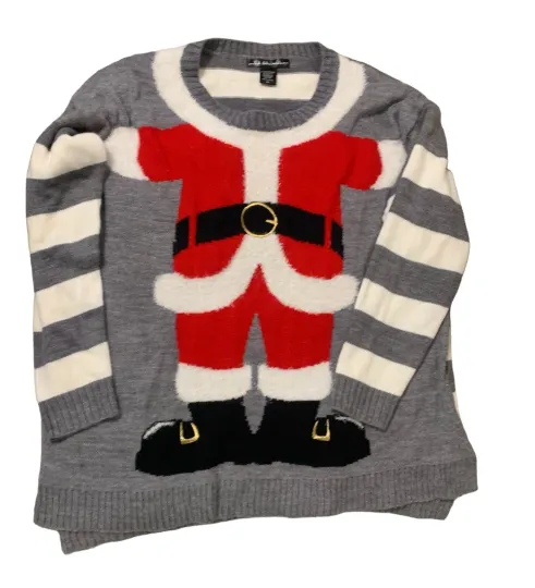 Discover United States Sweaters Holiday Womens Size 2X Christmas Gray White Striped *READ