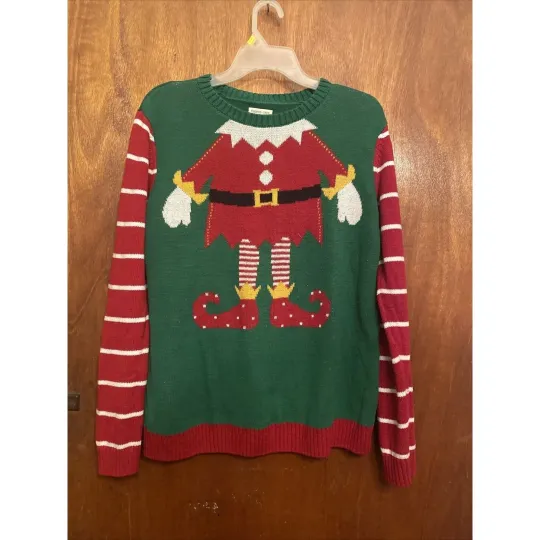 Tucker and Tate Elf Ugly Christmas Xmas Sweater Girl 2XL But Like Medium Women