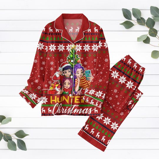 Discover Rumi Mira Zoey Pajamas Set, Kpop Girl Christmas Pajamas, A Merry Hunters Christmas, Demon Hunter Merch, Kpop Fan Gift, Music Pajamas