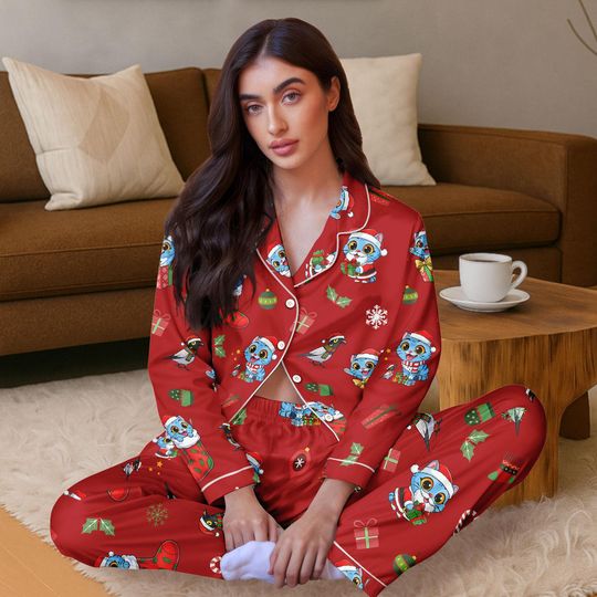 Christmas Kpop Demon Hunters Tiger Pajama Set, Derpy Tiger Cosplay Pajama Pants, Tiger Kpop Costume Matching Pajama Set