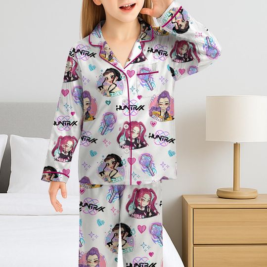 Discover Huntrix Pajamas Set, Anime Character Sleepwear, K-Pop Style, Huntrix Christmas Pajamas Set, Xmas Gift Outfit for Fans