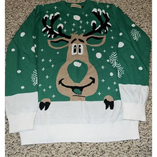 Camii Mia Christmas Sweater Ugly Reindeer Rudolph Party Holidays Medium