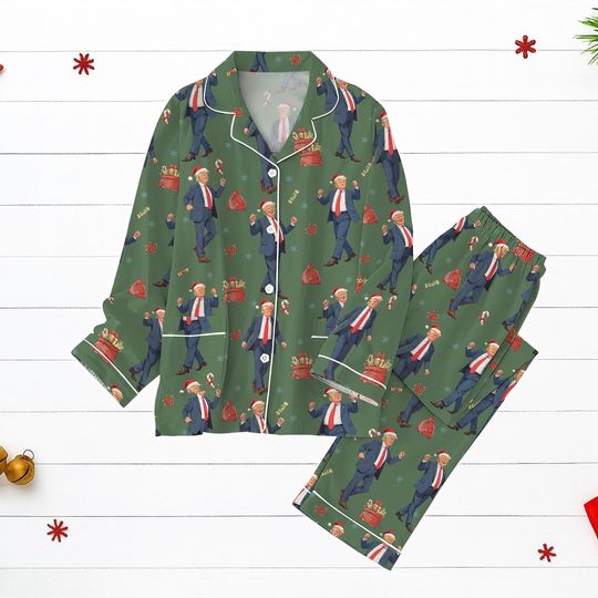 Discover Dancing Trump Christmas Pajamas Set, Funny Holiday Sleepwear, Political Xmas PJs Gift, Xmas Holiday Gift, Christmas Party Gift