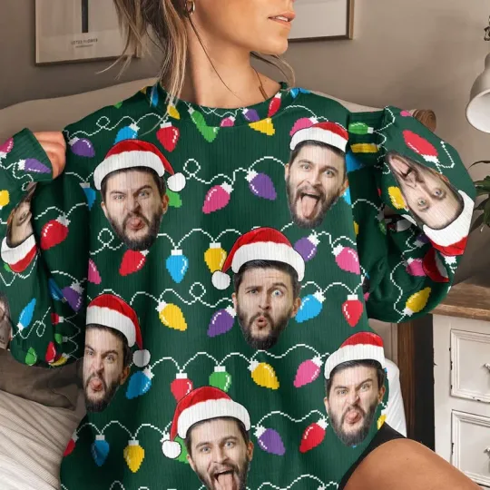 Discover XMAS Custom Face LED Light Ugly Sweater Funny Xmas Party Gift